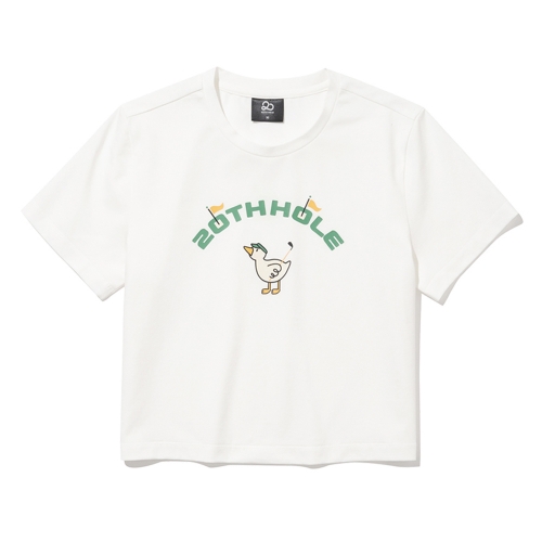 투에니더그 골프 프린트 여성 반팔 크롭 티셔츠 [WHITE]