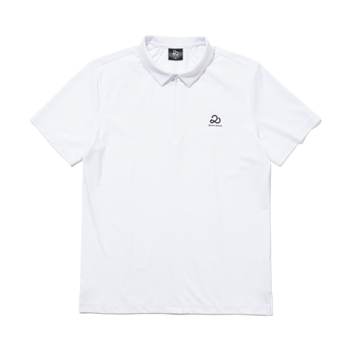 메쉬 웰딩 포인트 하프집업 남성 반팔 티셔츠[WHITE]
