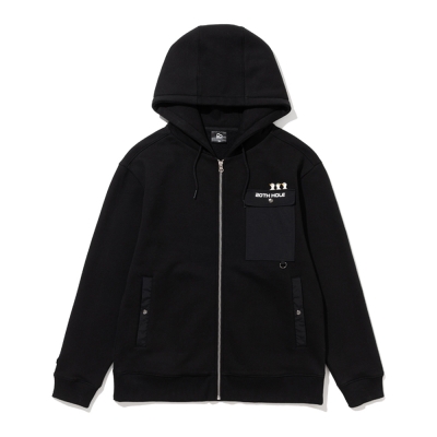 투에니더그 포켓 프린트 남녀공용 후드 집업 [BLACK]