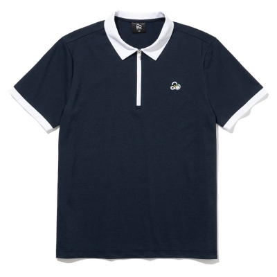 배색 하프집업 남성 반팔 티셔츠 [NAVY]