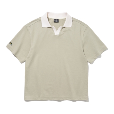 투에니더그 포인트 카라 골프 프린트 남성 반팔 맨투맨 [PALE KHAKI]