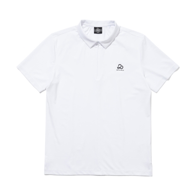 메쉬 웰딩 포인트 하프집업 남성 반팔 티셔츠[WHITE]