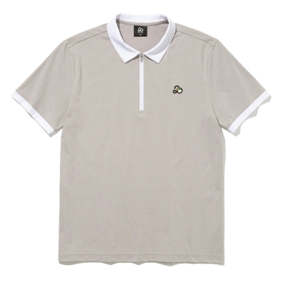 배색 하프집업 남성 반팔 티셔츠 [SAND BEIGE]